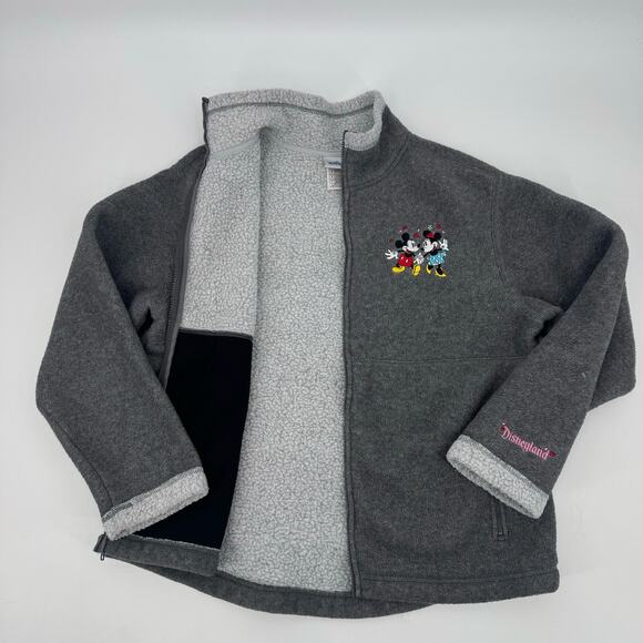 Disneyland Resort Gray Mickey Mouse & Minnie Embroidered Fleece Jacket Womens L - Picture 7 of 9